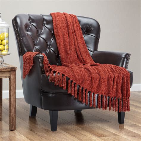 Chenille Fringe Throw Blanket Chanasya