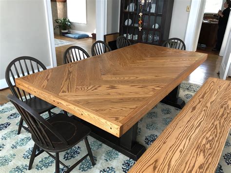 Wide Plank Oak Herringbone Dining Table General Finishes 2018 Design