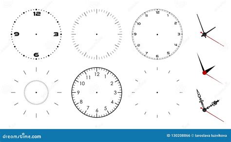 Clock Face Blank Isolated On White Background Vector Clock Hands Stock