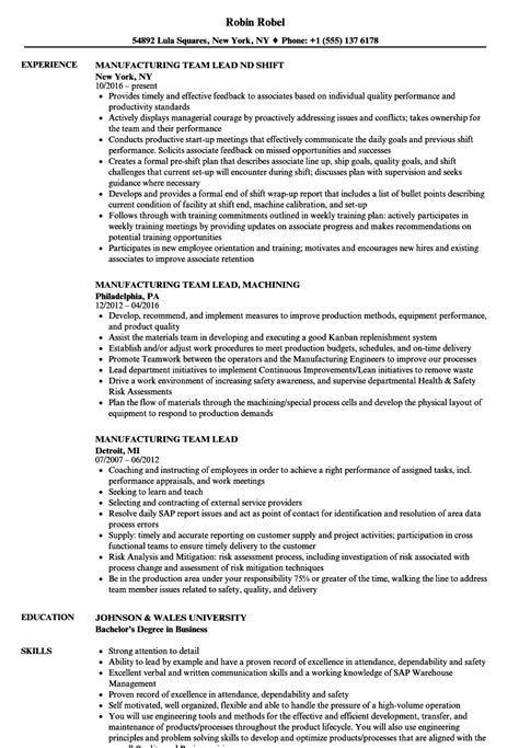 Looking for a team lead position? Manufacturing team leader resume December 2020