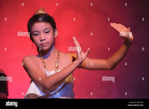 Young Dancer Performing Classical Thai Dance In Bangkok Thailand Stock