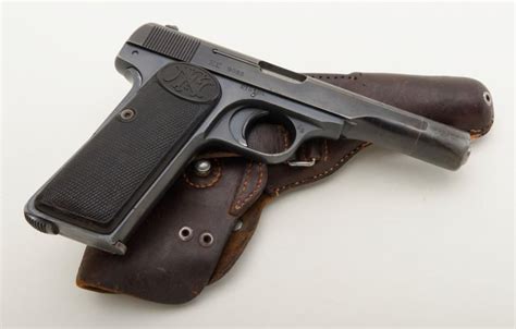 Fn Model 1922 Semi Auto Pistol 9mm Cal 3 12” Barrel Blue Finish Checkered Hard Rubber Grips