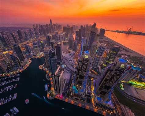 Dubai City Spectacular Sunset Red Sky Dusk Ultra Hd Wallpapers For