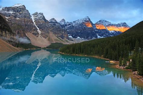 Turquoise Water Of Moraine Lake In Mountains Of Banff National Park