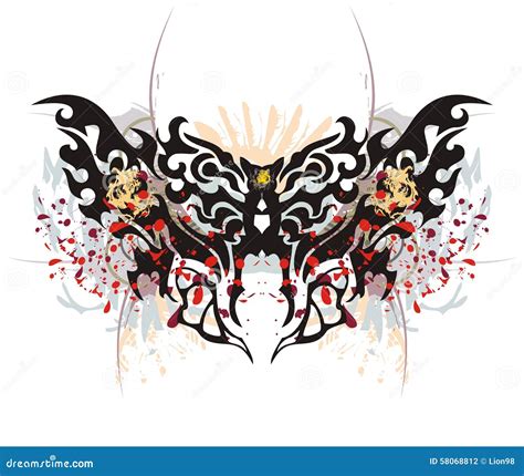 Tribal Butterfly Splashes With Tiger Head Stock Vector Illustration