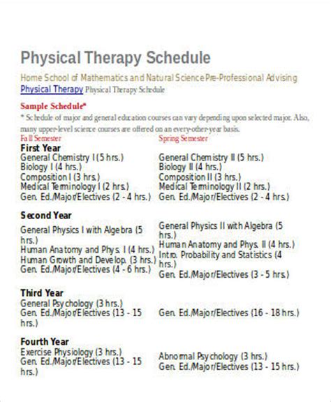 9 therapy schedule templates sample example