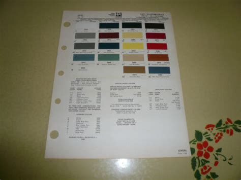 1977 Oldsmobile Ditzler Ppg Color Chip Paint Sample Cutlass Starfire