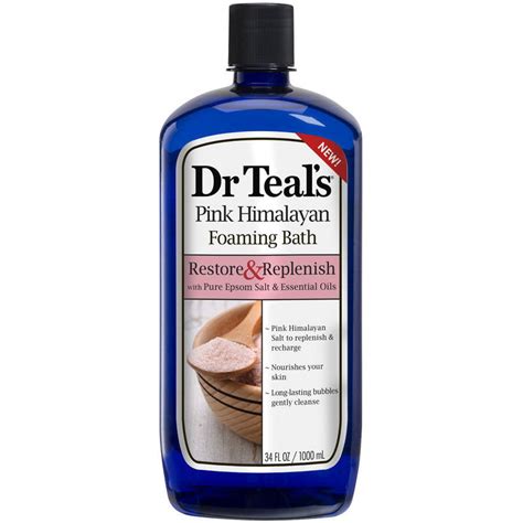 Dr Teals Restore And Replenish Foaming Bubble Bath With Pure Epsom Salt Pink Himalayan Salt And