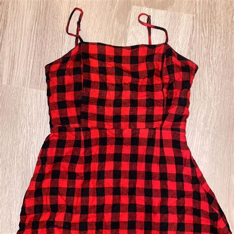 Glassons Gingham Mini Dress Size Uk 10 Red And Depop