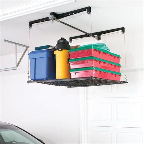 How do i build diy overhead pulley storage systems for a garage? HeavyLift Garage (or attic) Storage Platform - 16 sq. ft ...