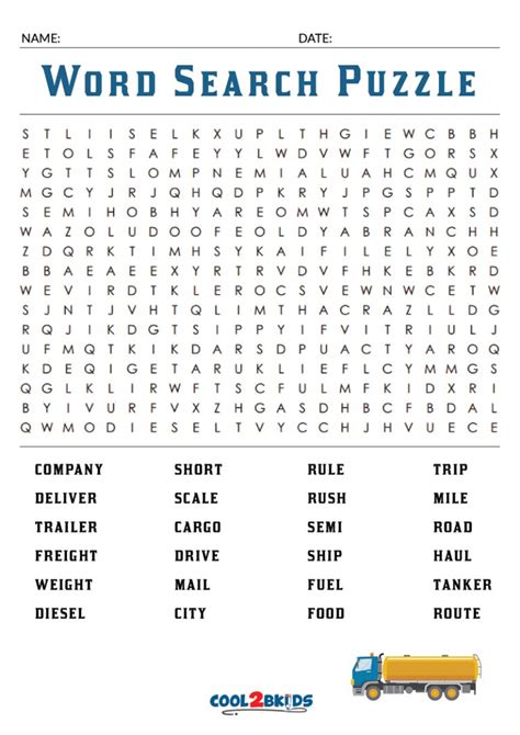 Printable Large Print Word Search Cool2bkids