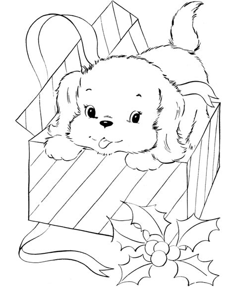 Coloring page with a cute dog. Cute animal christmas coloring pages download and print ...