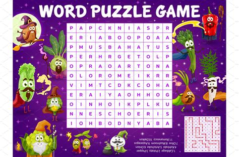 Word Search Puzzle Worksheet Education Illustrations ~ Creative Market