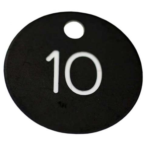 30mm Plastic Engraved Numbered Key Tag Black White