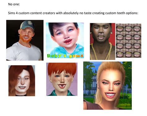 Sims 4 Custom Content Teeth Made By People With Absolutely No Taste