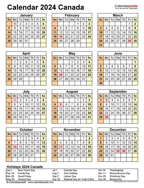 Canada Calendar 2024 Free Printable Excel Templates