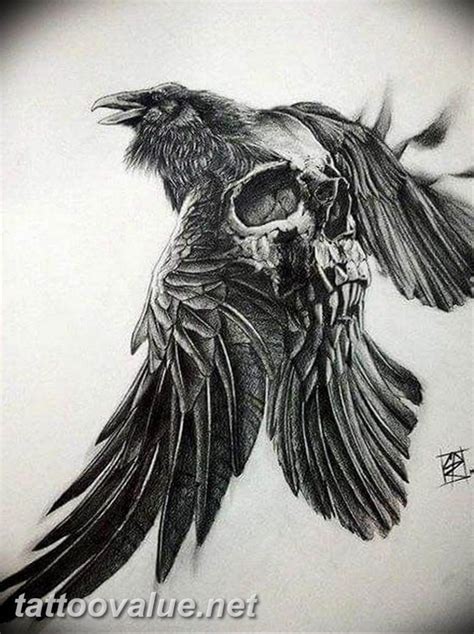 Photo Tattoo Raven On The Skull 18022019 №013 Tattoo With Skull And Raven