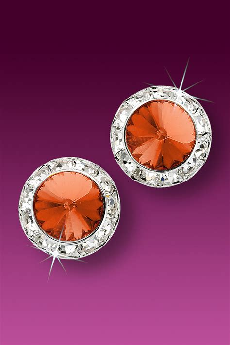 Er134 15ng 15mm Rhinestone Dance Earrings Orange Pierced