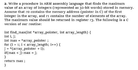 2 Write A Procedure In ARM Assembly Language That Chegg Com