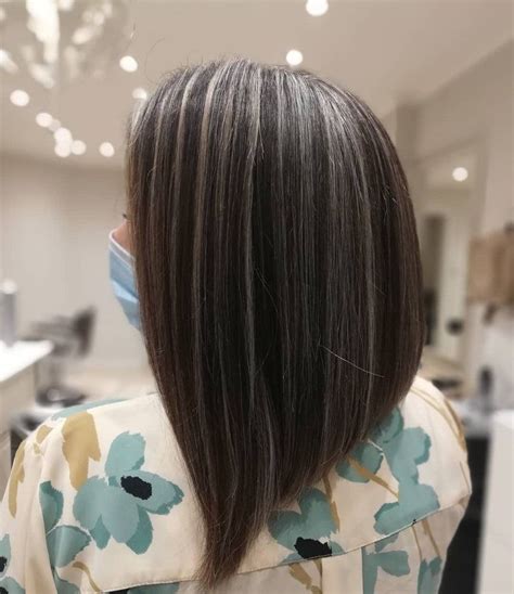 Meches Grises Cheveux Fonces Babylights Black Hair With Grey Highlights