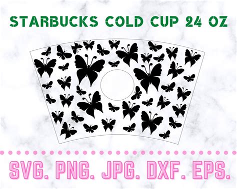Butterfly SVG Starbucks Cup Wrap 24oz Two Style Butterfly Wrap - Etsy