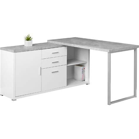 Monarch Specialties I 7288 60 Computer Desk White Cement Look Left Or