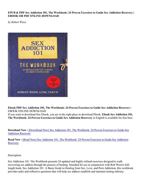 Download Sex Addiction 101 The Workbook 24 Proven Exercises To Guide