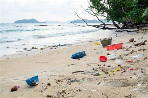 Beach In Thailand Ruined By Heavy Plastic Pollution Stock Image Image