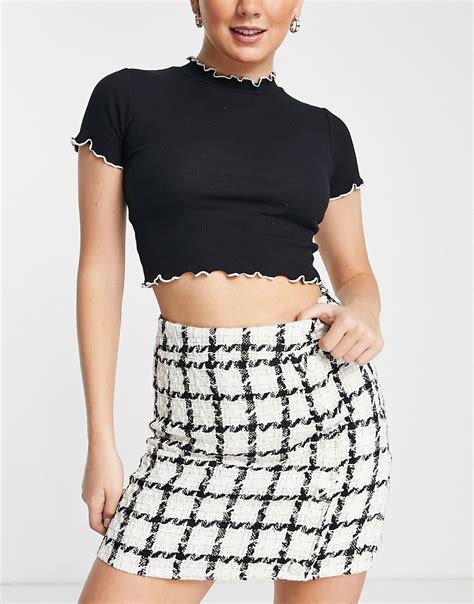 Lola May Mini Skirt In Check Part Of A Set White Modesens