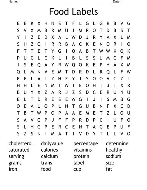 Food Word Scramble Printable