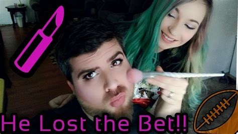 He Lost The Bet Man Wears Makeup For The First Time Superbowl Bet Youtube
