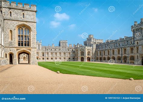 View Of Upper Ward Quadrangle In Medieval Windsor Castle Editorial