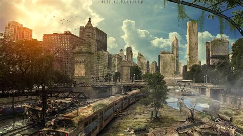 Chicago 1 Year After People Apocalypse Landscape Apocalypse World