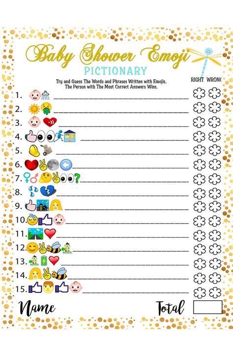 Lotus A Baby Shower Games Emoji Pictionary Fun Guessing Game Girls