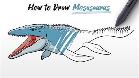 How To Draw Mosasaurus Dinosaur From Jurassic World Easy Step By Step