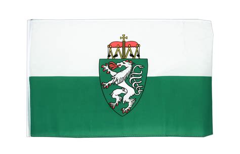 The state flag of styria or steiermark, a federal land of austria, is a horizontal bicolour of white (top) and green with the bundesland coat of arms in the centre. Styria - 12x18 in Flag