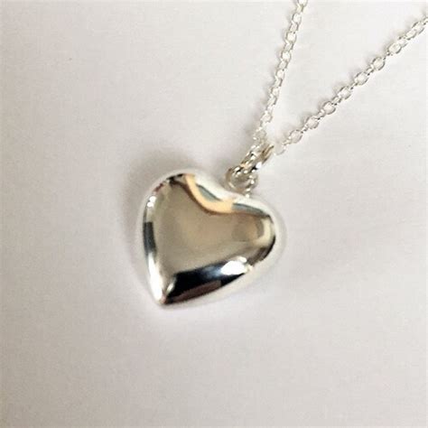 18ct Gold Over Sterling Silver Puffed Heart Pendant Necklace Etsy