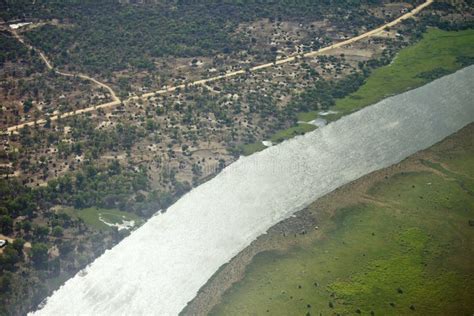 High Aerial View Of The White Nile River Flowing Through South Sudan