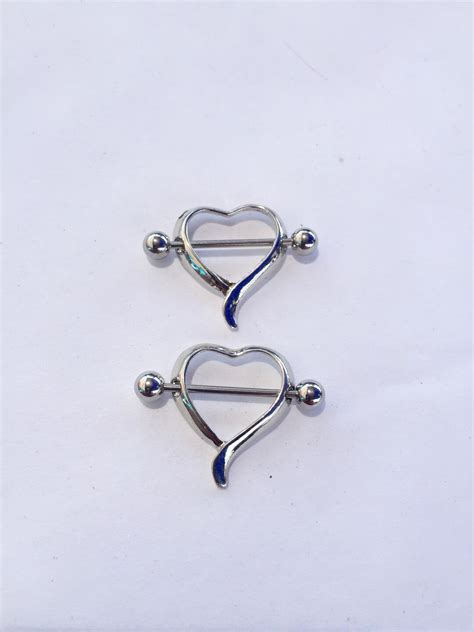 heart shaped nipple ring shield piercing one pair 2pieces etsy