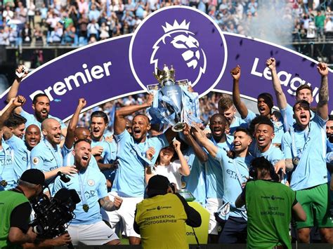 Manchester City Lift Premier League Trophy Live Champions Crowned After Huddersfield Draw The