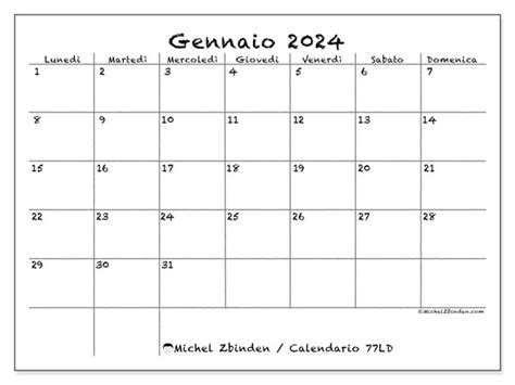 Calendario Gennaio 2024 77 Michel Zbinden It