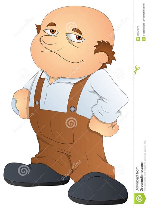 Fat Bald Man Cartoon Character Vector Illustration