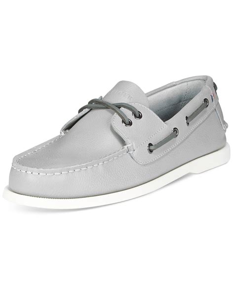 Tommy Hilfiger Leather Mens Bowman Boat Shoes In Gray For Men Lyst