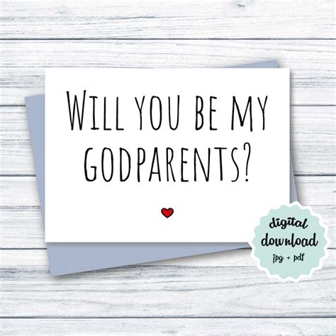 Godparents Proposal Card Printable Card Will You Be My Etsy