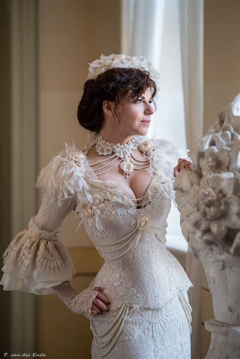 Victorian Lace Dress Retro Wedding Dress Lace Bolero Overbust Corset