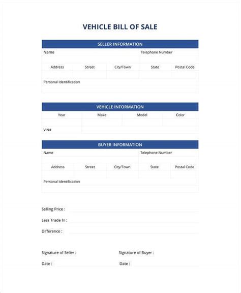 Mississippi Auto Bill Of Sale Form