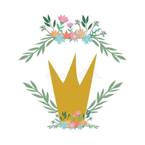 Crown With Flowers And Leaves Wreath Vector Design Stock Vector