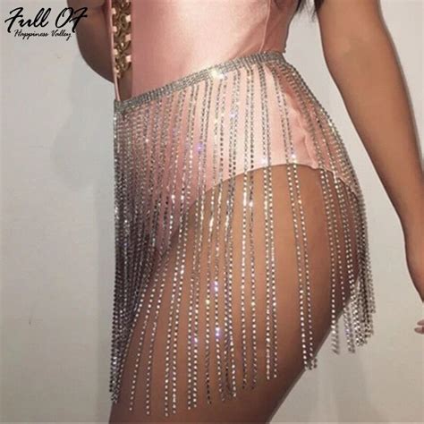 Aliexpress Buy Sexy Women Metal Chain Tassel Sequins Summer Skirt