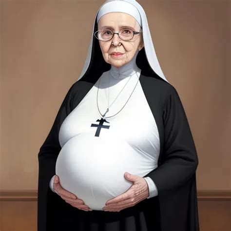 Free Increase Resolution Of Image Online Pregnant Elderly Nun With Large Belly