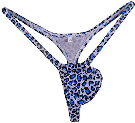 Wosese Mens Swim Thong G Strings Bikini Blue Leopard Buy Online In